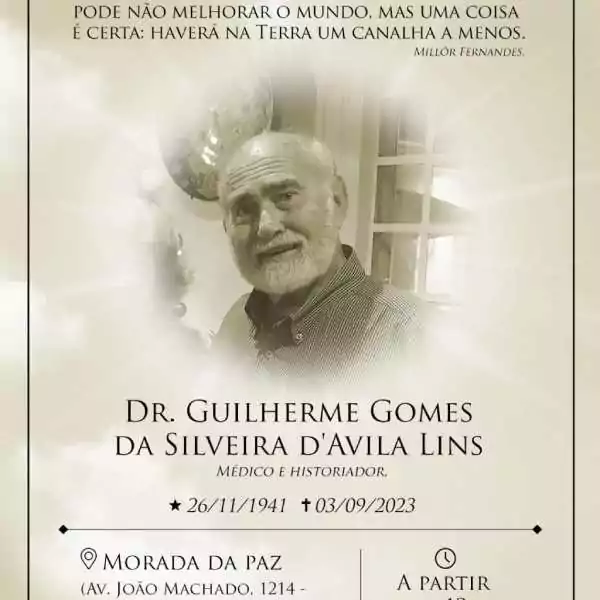 A APMED lamenta profundamente o passamento ocorrido hoje, dia 3 setembro, do acadêmico Emérito Guilherme D'Avila Lins